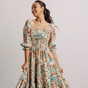 Baltic Born Marta Smocked Midi Dress | Summer Floral - Size 3XL